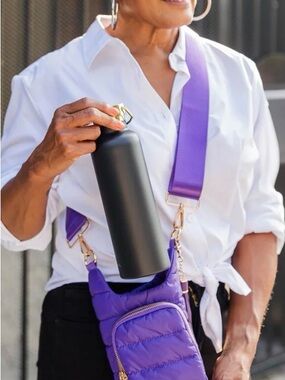 NWT ❤️WanderFull Purple Quilted Bottle Crossbody with Gold Hardware